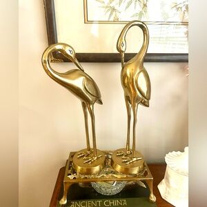 Elegant Gold Crane Sculptures